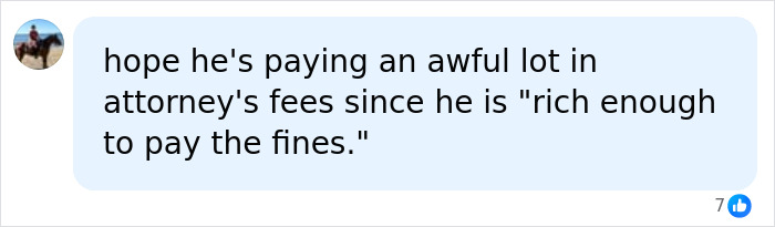 Comment about tourist's attorney fees and ability to pay fines