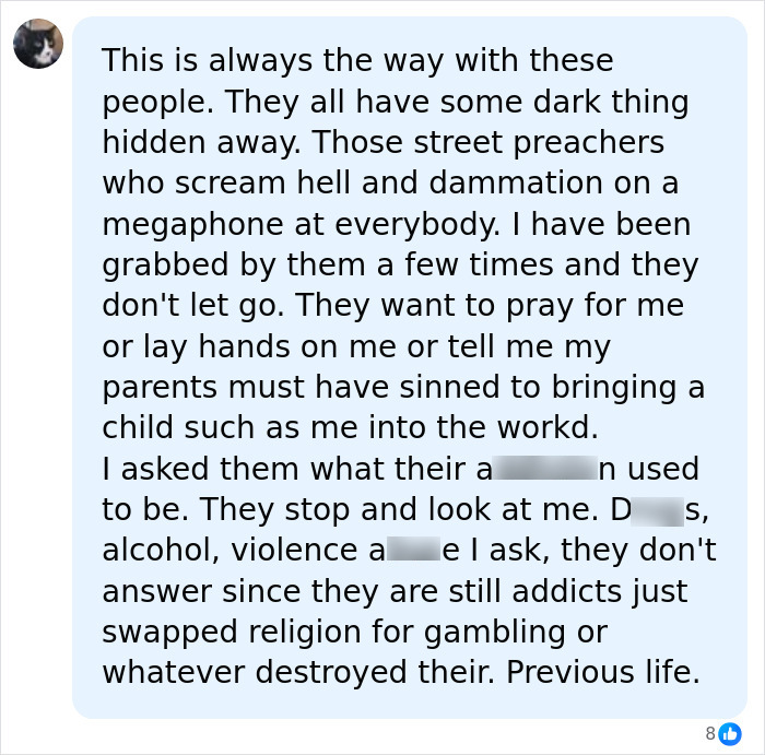 Screenshot of social media comment about dark childhood secret Screenshot of social media comment about dark childhood secret