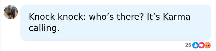 Comment referencing karma in relation to Pam Bondi cancer diagnosis
