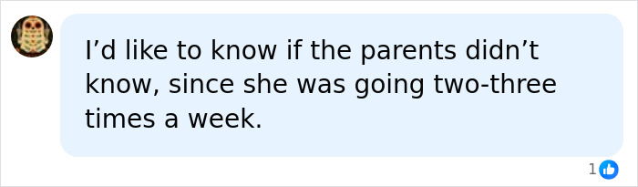 A social media comment asking about parental awareness of a Female World Cup Soccer Hopeful's actions.