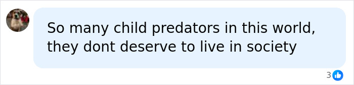 A social media comment condemning child predators, relevant to news about a Female World Cup Soccer Hopeful.