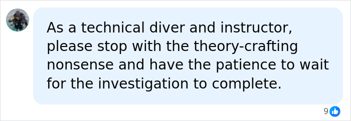Social media comment warning to stop theory-crafting about cave dive Social media comment warning to stop theory-crafting about cave dive