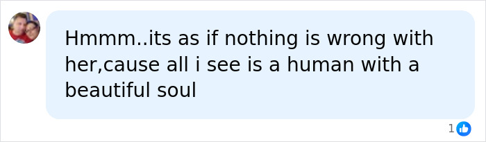 A social media comment from a user with a profile picture, sharing supportive words for a teen with skin condition.