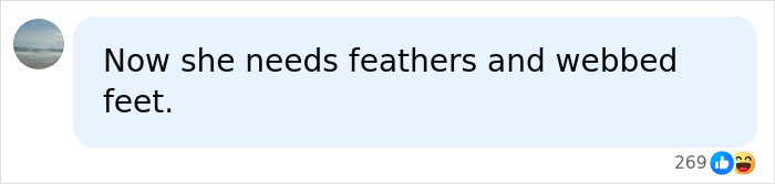 Chat message referencing feathers and webbed feet in lip filler discussion
