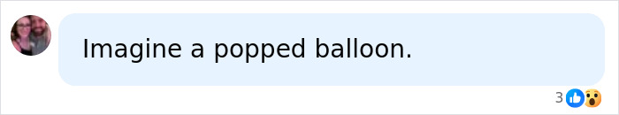 Chat message imagining a popped balloon as a lip filler metaphor