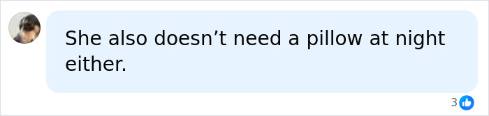 Social media comment about not needing a pillow at night