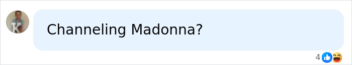 A user's comment, Channeling Madonna?, next to a profile picture with a K, speculating on Kim Kardashian outfits.