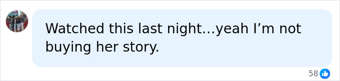 Comment expressing disbelief in Mackenzie Shirilla's crash story