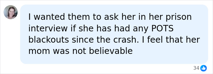 Comment questioning Mackenzie Shirilla's mom's credibility after crash response
