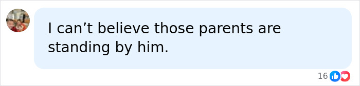 Comment expressing disbelief at parents supporting accused stepbrother in tragedy