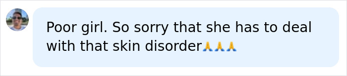 A comment box displays Poor girl. So sorry that she has to deal with that skin disorder 🙏🙏. This reflects a teen's viral skin condition story.