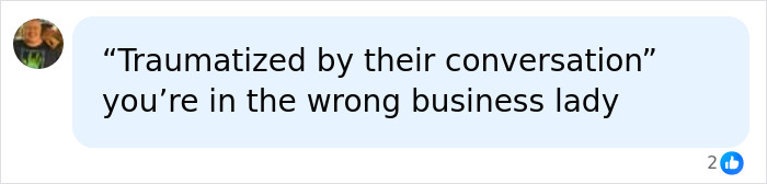 A text message bubble saying "Traumatized by their conversation you&rsquo;re in the wrong business lady." Relates to Blake Lively interview.