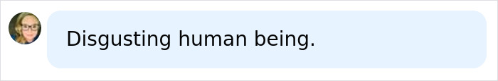 A woman's profile picture next to a text bubble that reads, Disgusting human being. This reflects the blacklisted fear.