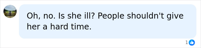 A social media comment asking about someone's health and stating they should not be given a hard time for Gollum comparisons.