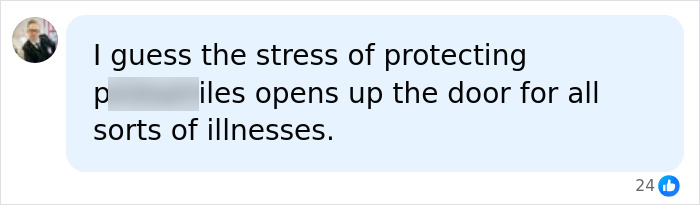 Comment about stress and illnesses in social media post