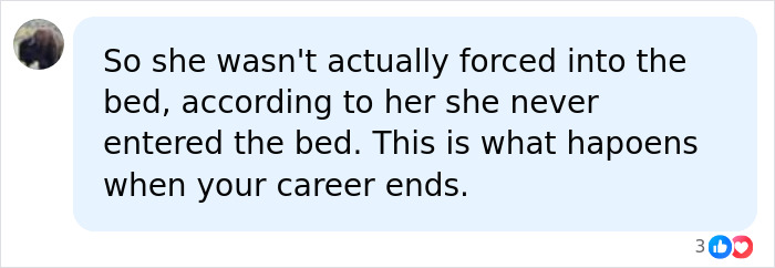 Comment discussing Hayden Panettiere not actually being forced into bed