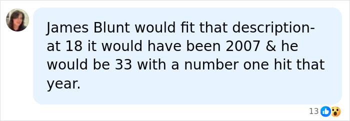 Comment guessing James Blunt as the man at 18
