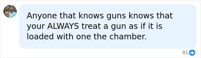 Facebook comment on always treating guns as loaded with one in the chamber