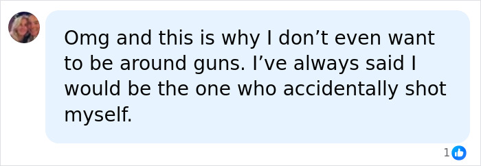 Facebook comment expressing fear of being around guns due to accidental shooting