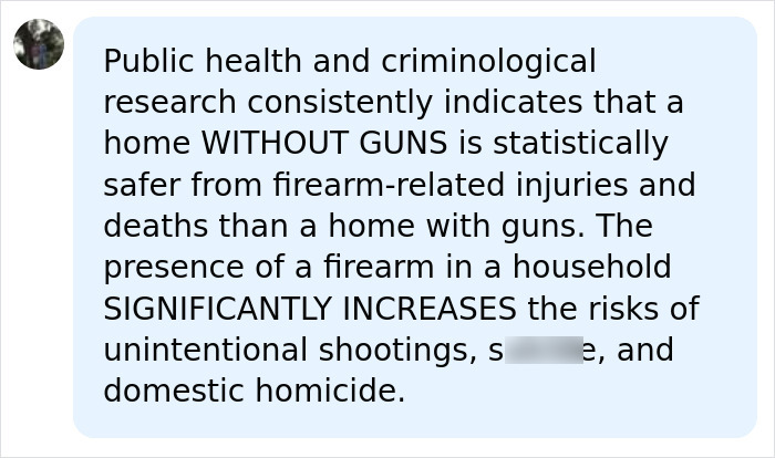 Comment on firearm risks in homes from public health research