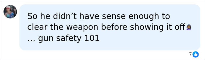 Comment on lack of weapon clearing and gun safety 101