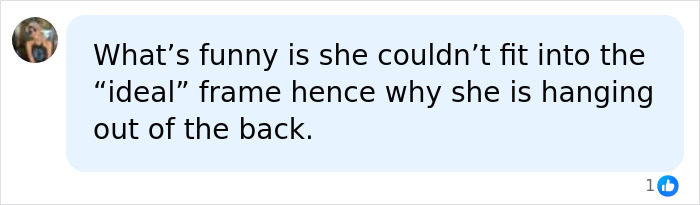 A social media comment about a Kim Kardashian Met Gala 2026 wardrobe choice, suggesting a fit issue.