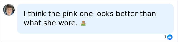 A person's chat message about Kim Kardashian's Met Gala outfits, stating "I think the pink one looks better than what she wore."