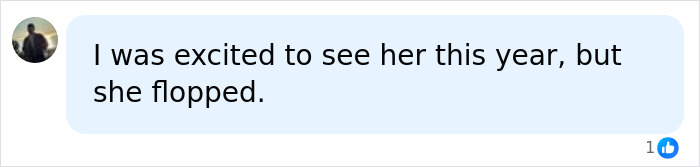 A chat bubble says, "I was excited to see her this year, but she flopped." Discussing Kim Kardashian's Met Gala outfits.