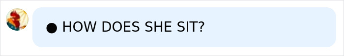 A user icon next to a light blue text bubble with the question: HOW DOES SHE SIT? relating to Kim Kardashian's Met Gala.