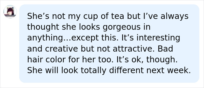 A user comment about Kim Kardashian Met Gala wardrobe, saying she looks gorgeous in anything except this daring outfit.