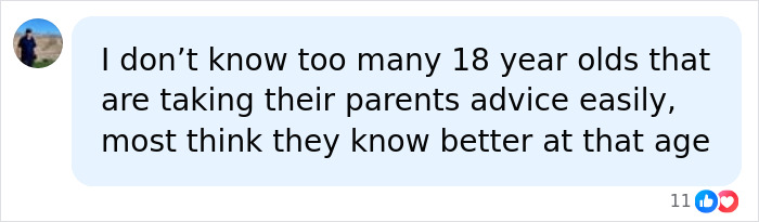 Comment about 18-year-olds not taking parents advice easily, in Hayden Panettiere discussion
