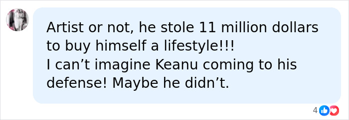 Comment criticizes Netflix fraud and doubts Keanu Reeves' defense Comment criticizes Netflix fraud and doubts Keanu Reeves' defense