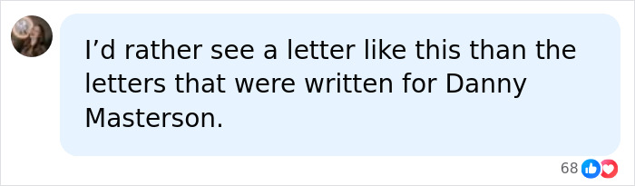 Comment preferring Keanu Reeves' letter over ones for Danny Masterson Comment preferring Keanu Reeves' letter over ones for Danny Masterson