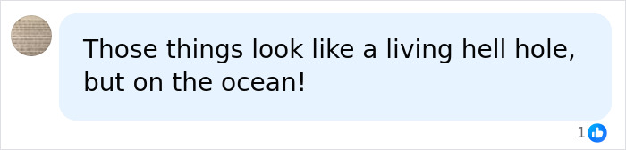 A chat bubble with text saying, "Those things look like a living hell hole, but on the ocean!" discussing chaos for kids on a Disney Cruise.