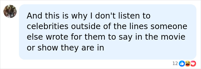 Social media comment about listening to celebrity opinions Social media comment about listening to celebrity opinions