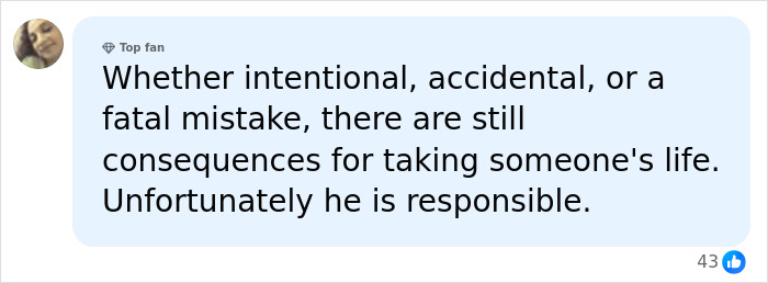 Social media comment on fatal consequences of taking life