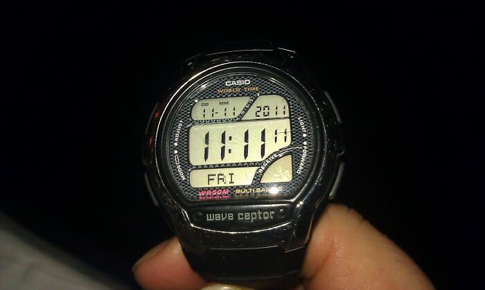 Digital watch showing rare time 11 11 11 11