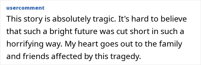 User comment expressing tragedy of former Princeton student case User comment expressing tragedy of former Princeton student case