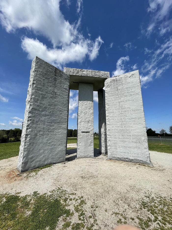 Georgia Guidestones monument under blue sky rare moments photo