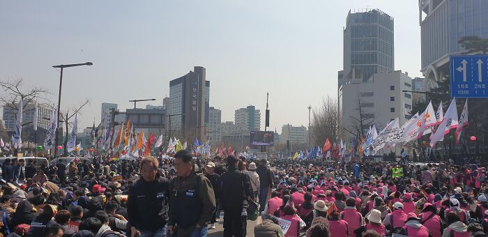Large crowd gathered for a rare public event in the city
