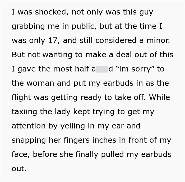 Text about a 17-year-old giving a half-hearted apology and earbuds being pulled out