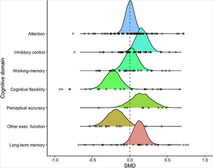 Graph of cognitive domains affected by fasting with data points Graph of cognitive domains affected by fasting with data points