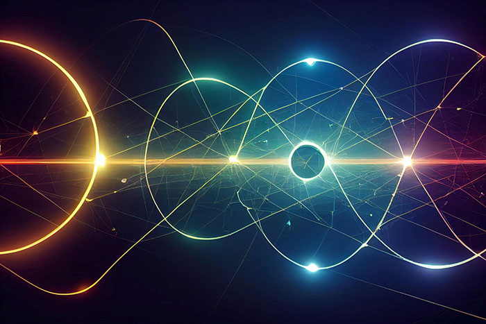 Abstract image of atomic particles scientific facts