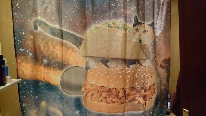Moved In With My Girlfriend, This Is The Shower Curtain In Our New Apartment That She Brought With Her