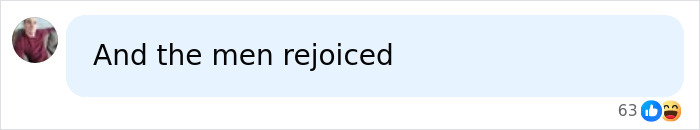 Comment saying men rejoiced in context of mommune community Comment saying men rejoiced in context of mommune community