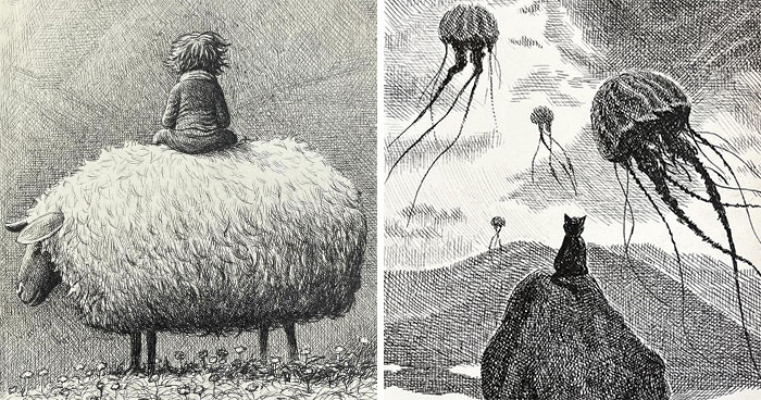 40 Sketchbook Drawings By Shahobiddin Rustamov That Turn Simple Lines Into Surreal Scenes