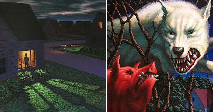This Artist Paints Suburban Scenes That Feel Calm, Strange, And A Little Unsettling (28 Pics)