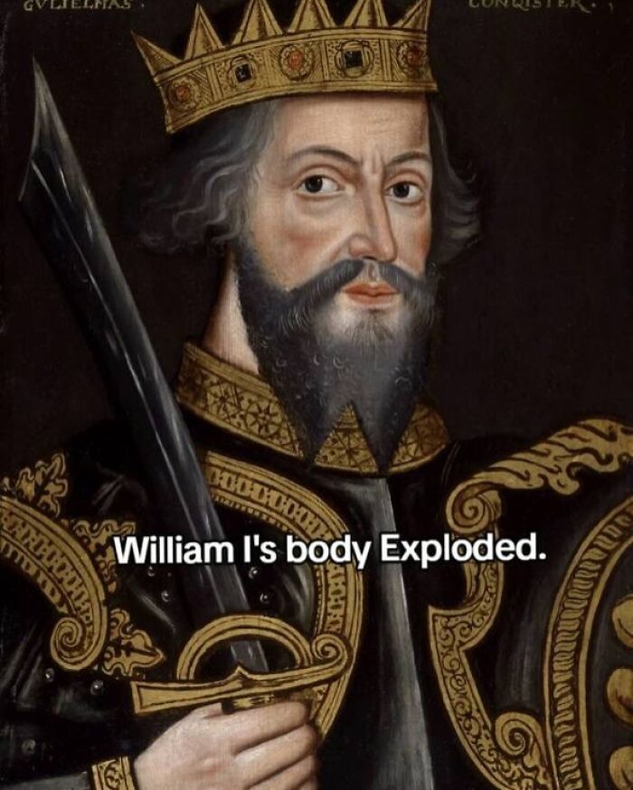 Painting of King William with sword representing terrifying history facts