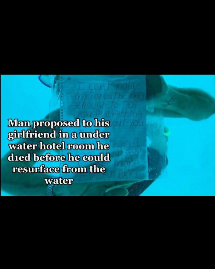 Man proposed underwater in hotel room and died before resurfacing from water terrifying history facts