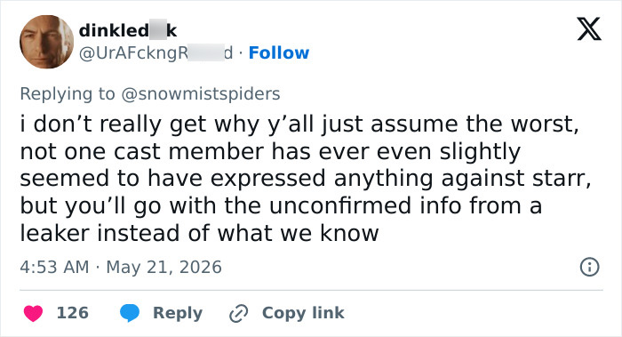 Tweet defending The Boys cast member against unconfirmed allegations Tweet defending The Boys cast member against unconfirmed allegations